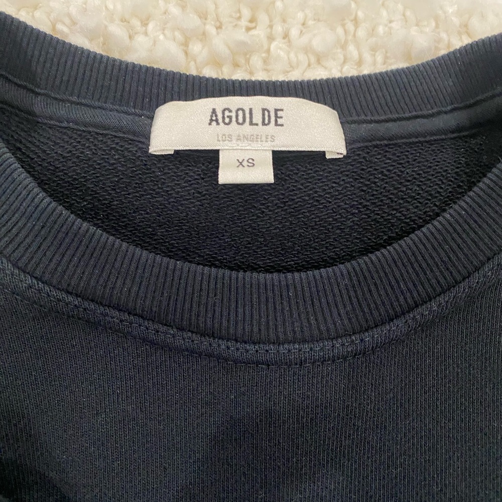 Agolde Women's Black Thora 3/4 Sweatshirt-XS